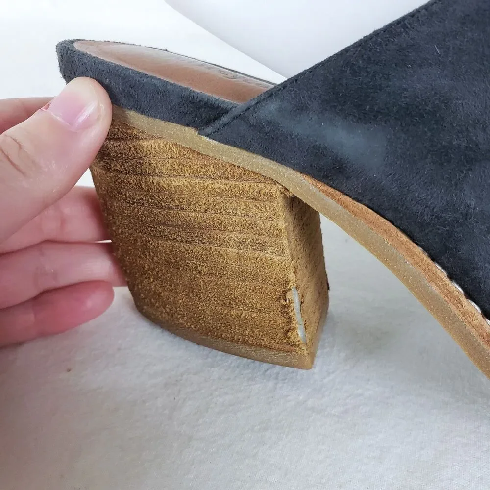 Jeffrey Campbell Artisan Western Minimalist Suede Mules Womens 9 Gray Neutral